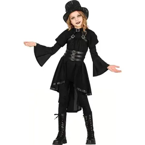 Fantasia Bruxa Gótica Infantil de Halloween de Luxo pra Menina G / Preto