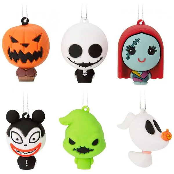 Conjunto de 6 Mini Enfeites Natalinos Hallmark Disney Tim Burton O Estranho Mundo de Jack, Plástico Inquebrável