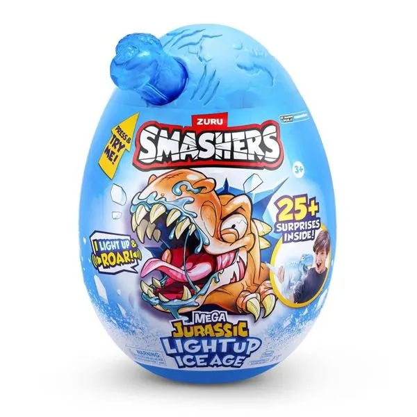 Smashers Dino Mega Jurassic Era do Gelo Fun Divirta-se Azul com Luz, Som e 25 Surpresas