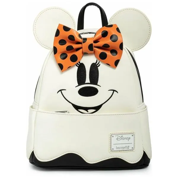 Mochila Escolar Infantil Loungefly Disney Minnie Mouse para Crianças a Partir de 10 Anos, Branca 110v
