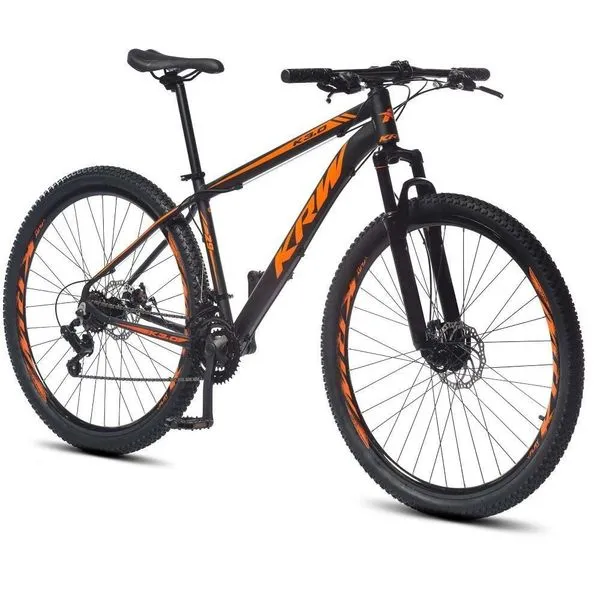 Bicicleta Aro 29 Krw Alumínio 24 Vel Freio A Disco X52 Cor:preto/laranja Fosco;tamanho Quadro:19