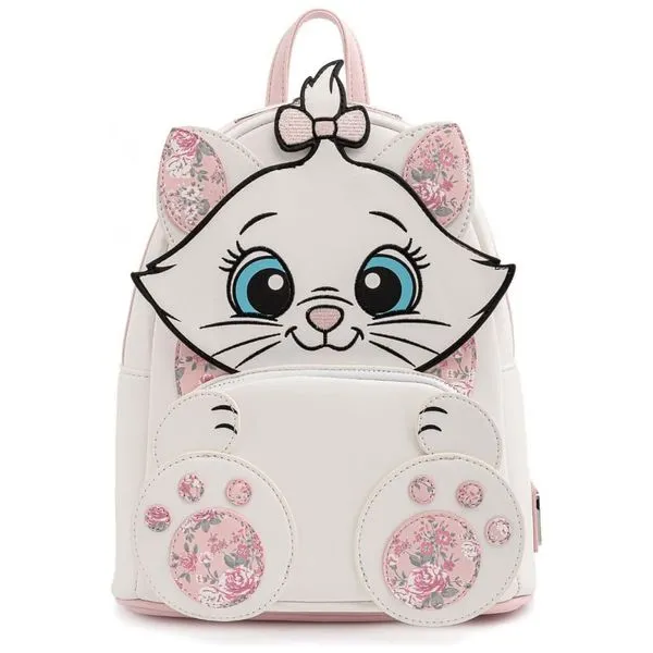 Mochila Escolar Infantil Loungefly Disney Marie Floral para Crianças a Partir de 12 Anos, Branca 110v
