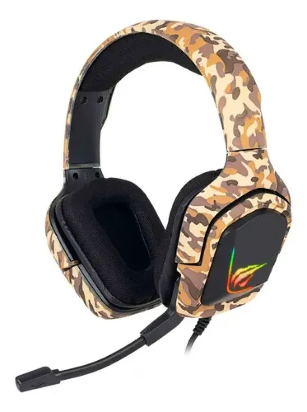 Fone de Ouvido Headset Gamer Led Usb Cor Camuflado Marrom
