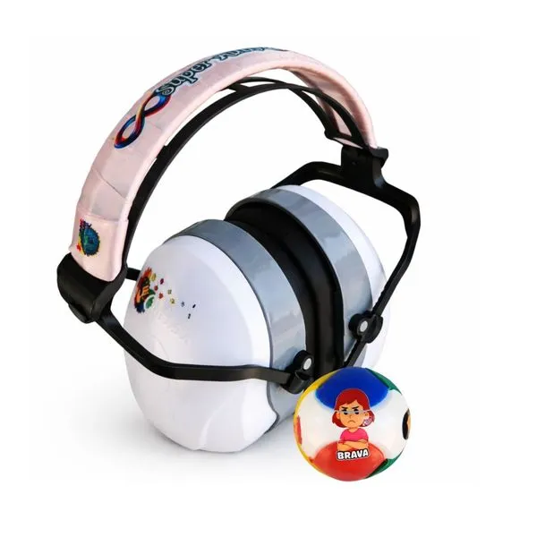 Abafador de Ruído Autismo 26dB Infantil Ajustável Arco Rosa + Bola Quebra-cabeça