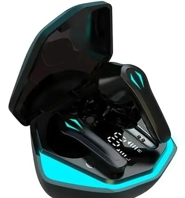 Fone de Ouvido Gamer sem Fio Bluetooth 5.1 Wireless Microfone Cor Preto