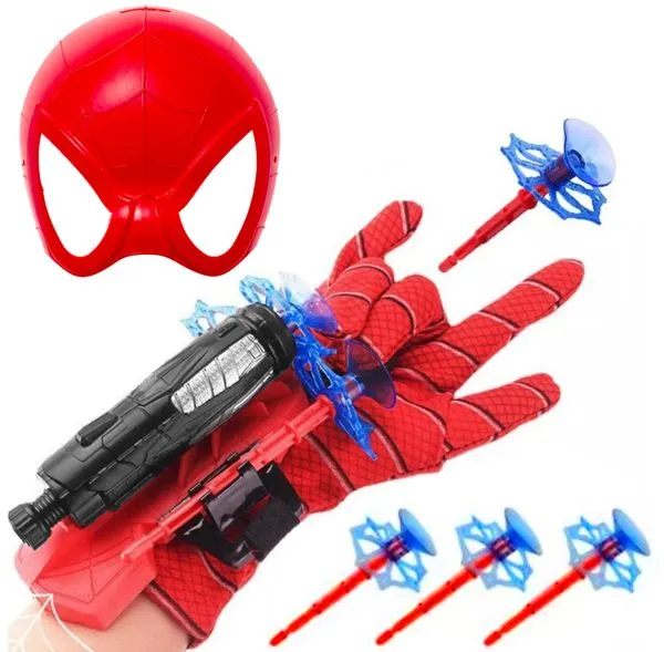 Kit Especial Aranha Luva Lança Dardos + Máscara Teia Infantil
