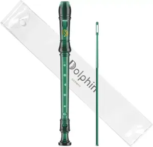 FLAUTA DOCE GERMÂNICA SOPRANO DÓ VERDE TRANSPARENTE DOLPHIN