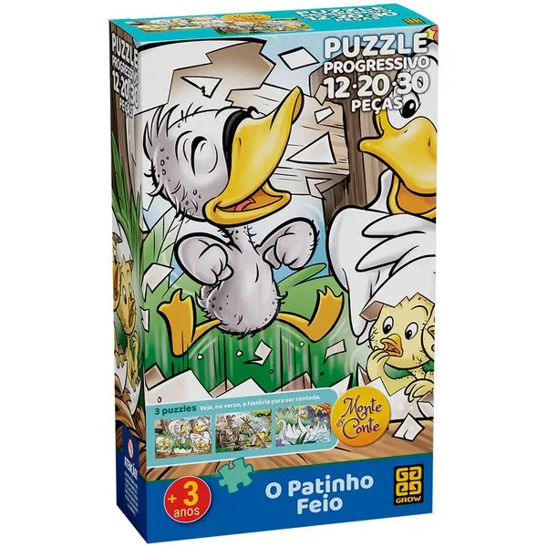 Quebra Cabeça - Progressivo - Patinho Feio - 62 Peças - Grow