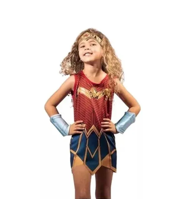 Fantasia Infantil Premium Mulher Maravilha Roupa Original P