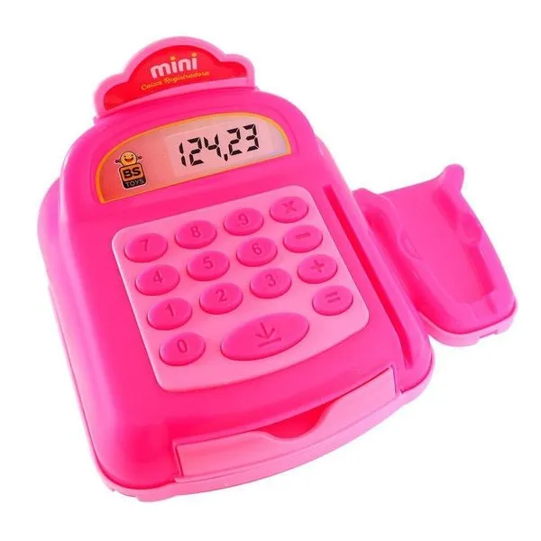 Mini Caixa Registradora Infantil com Moedas Cartão e Bip Brinquedo Educativo Bs Toys