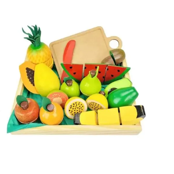 Kit Comidinhas Frutas de Madeira Frutinhas com Corte Completo 14 Peças