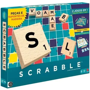Jogo Scrabble Peças de Madeira - O Jogo de Palavras Cruzadas em Português - 2 em 1 - Mattel