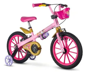 Bicicleta Passeio Aro 16 Rosa Menina Princesas Nathor
