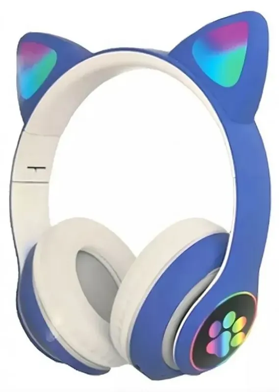 Fone de Ouvido Bluetooth 5.0 LED Orelha de Gato F-23M - DS Único / Azul