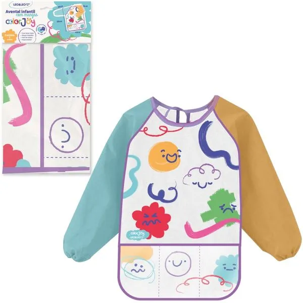 AVENTAL INFANTIL BOLSO E MANGA COMPRIDA COLOR JOY - LEO&LEO