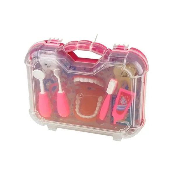 Brinquedo Maleta Kit Dentista Grande Rosa - Paki Toys 1272