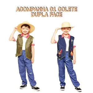 Coleta da Roça para Festa Junina Meninos Infantil Dupla Face GG