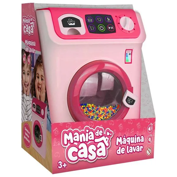 BRINQUEDO MANIA DE CASA MAQUINA DE LAVAR ROSA - DM BRASIL