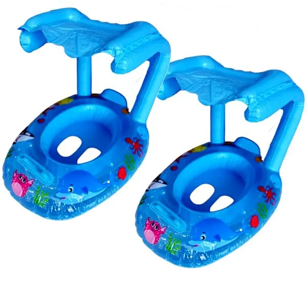 2 Boias com Cobertura Bote Baby Infantil +24 meses Azul