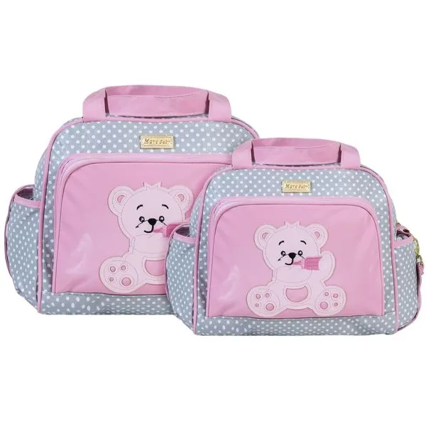 Kit Bolsas Maternidade Mave Baby 1065/1066 Cinza e Rosa