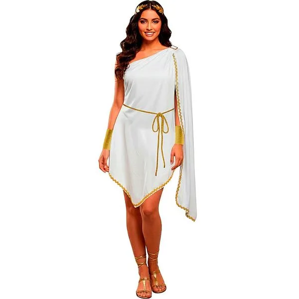 Fantasia Carnaval Feminina Deusa Mitologia Romana Olimpia GG / Branco