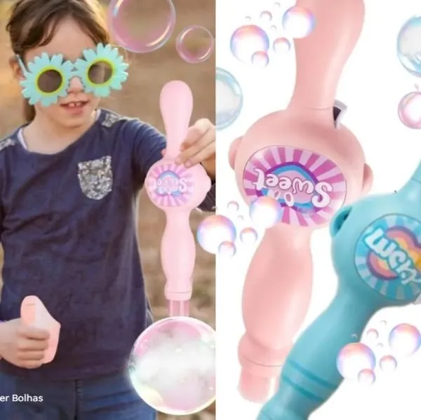 Brinquedo Varinha Mágica Bolhas Interativas Efeito Fumaça com Luvas AZUL