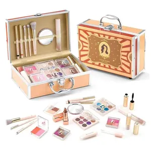 Kit de Maquiagem Infantil com 41 Peças e Estojo para Adolescentes de 12 a 16 Anos, Color Nymph Retrô, Vermelho 110v