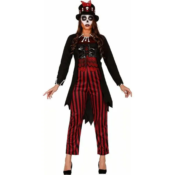 Fantasia Haloween Bruxa Voodoo Vitoriana Gotica Caveira Luxo P / Preto