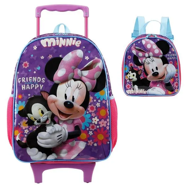 Kit Mochila Rodinhas 16 e Lancheira Xeryus Minnie X1 Roxo Único