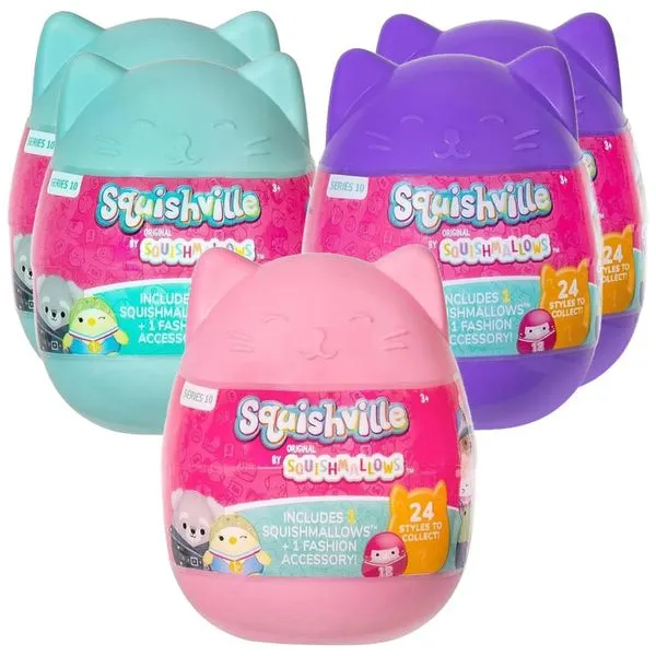 Kit Surpresa de 5 Pelúcias Squishmallows 5 cm para Crianças, Squishville, Colorido