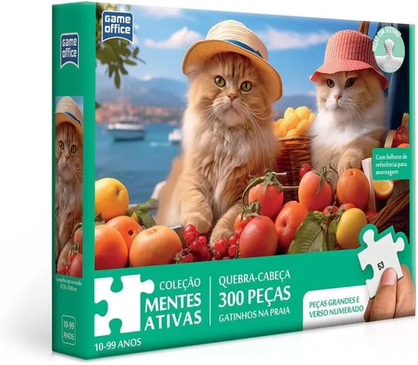 MENTES ATIVAS - GATINHOS NA PRAIA - - QUEBRA CABEÇA 300 PEÇAS - TOYSTER