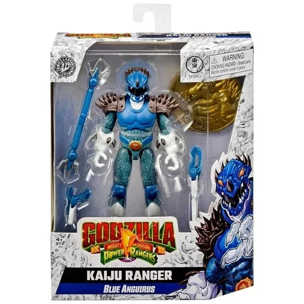 Godzilla VS Power Rangers - Boneco kaiju Ranger Anguirus Azul 15 Cm + Acessórios - Sunny