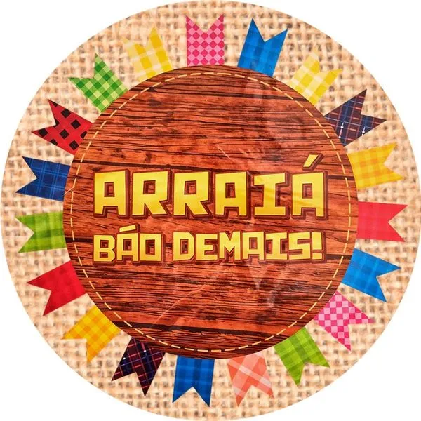 Decoração de Festa Junina para Mesa Par de Jogo Americano Redondo Grande em EVA Arraiá Bão Demais -