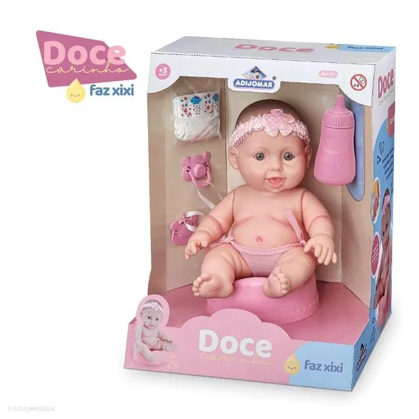 Boneca Doce Carinho Faz Xixi C/ Acessórios Adijomar