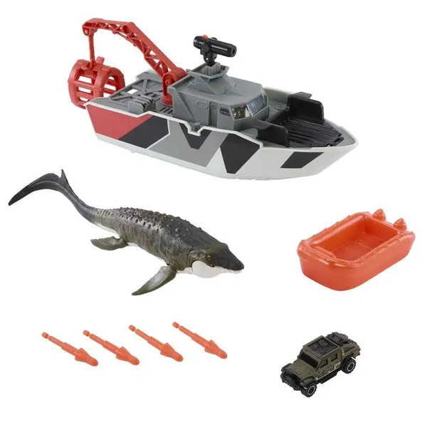 Barco Com Figura - Jurassic World - Matchbox - Mattel