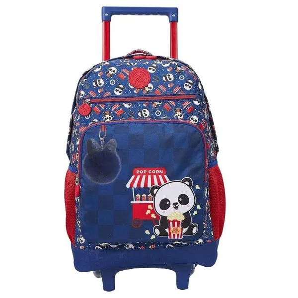 Mochila de Rodinhas Xeryus 16 College Panda Pipoca Azul Único