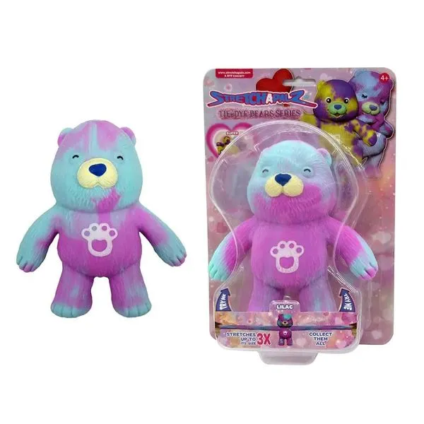 Boneco Stretchapalz Ursinho Elástico Lilac Tie Dye Estica Até 3x Anti Stress