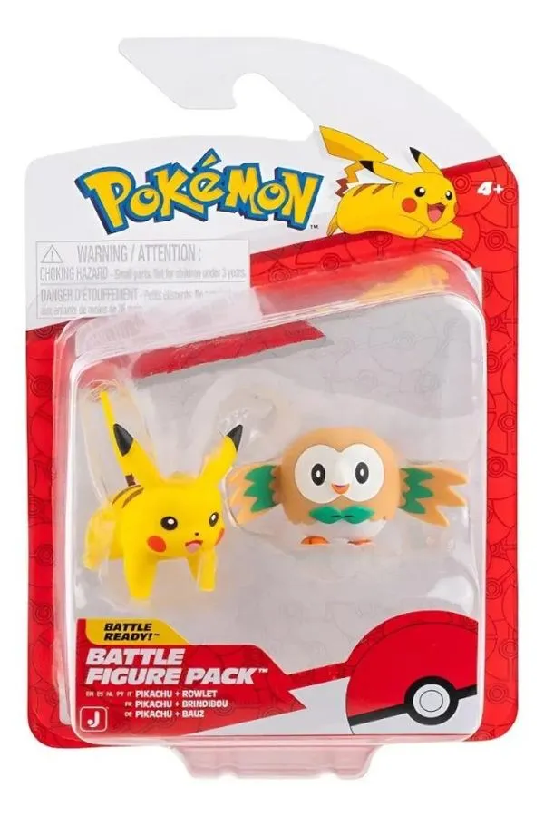 Boneco Pokémon Pikachu + Rowlet Colecionável Sunny - 3422