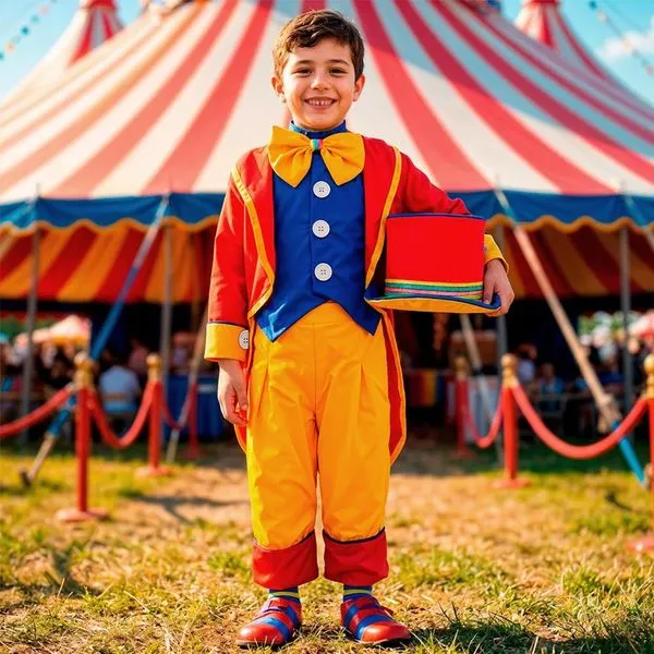 Fantasia Palhaço Infantil de Luxo pra Menino de Circo Completo G / Vermelho