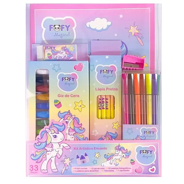 KIT DESENHO ARTÍSTICO INFANTIL ENCANTO COM 33 PEÇAS - FOFY