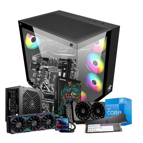 PC Gamer i5 12400F RTX 5060 8GB H610 DDR4 Water Cooler SSD 512 700W
