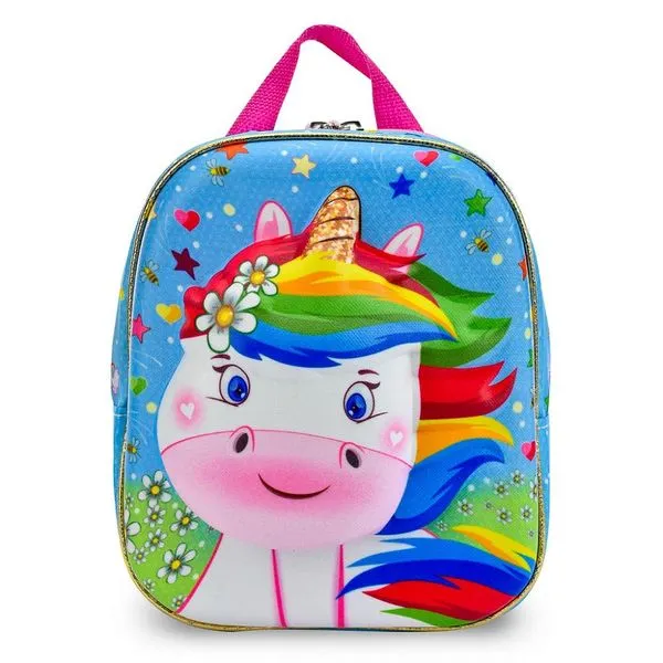Mochila Pequena Maxtoy Cute Unicorn Azul Único