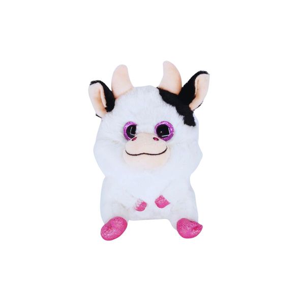 Vaquinha de Pelúcia S2 Toys 21cm Branca com Rosa Macia, Fofa e Antialérgica