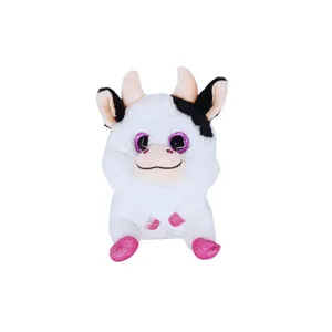 Vaquinha de Pelúcia S2 Toys 21cm Branca com Rosa Macia, Fofa e Antialérgica