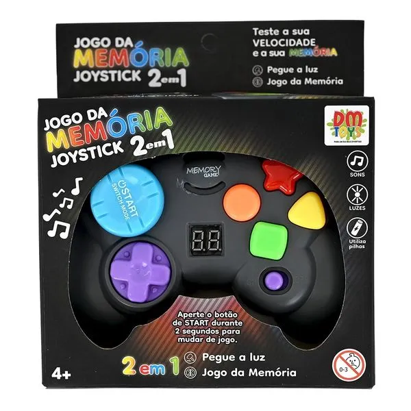 Jogo da Memória Eletrônico Joystick 2 em 1 com Luz e Som DM Toys DMGO6921