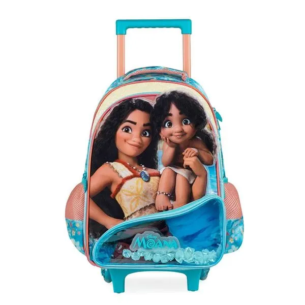 Mochila de Rodinha Infantil Feminina Moana Azul U / Azul