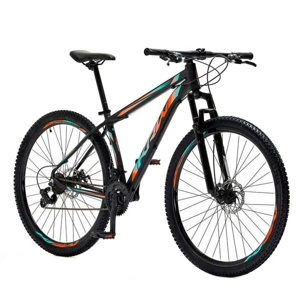 Bicicleta Aro 29 Krw Alumínio 24 Vel Freio A Disco Suspensão Dianteira S1 21 Preto-Azul E Laranja