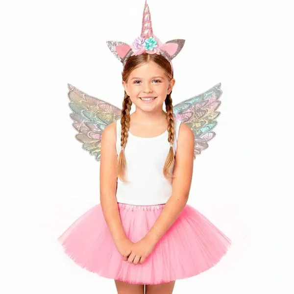 Fantasia Infantil Unicórnio Menina Carnaval Barato Completo Colorido