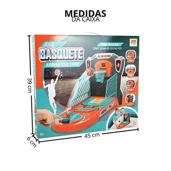 Jogo de Basquete Arremesso Livre com Placar Eletrônico DM Toys DMT6806