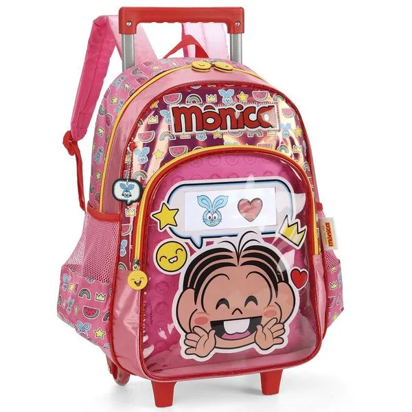 Mochila de Rodinhas Com Alça Luxcel Turma da Mônica Rosa Único